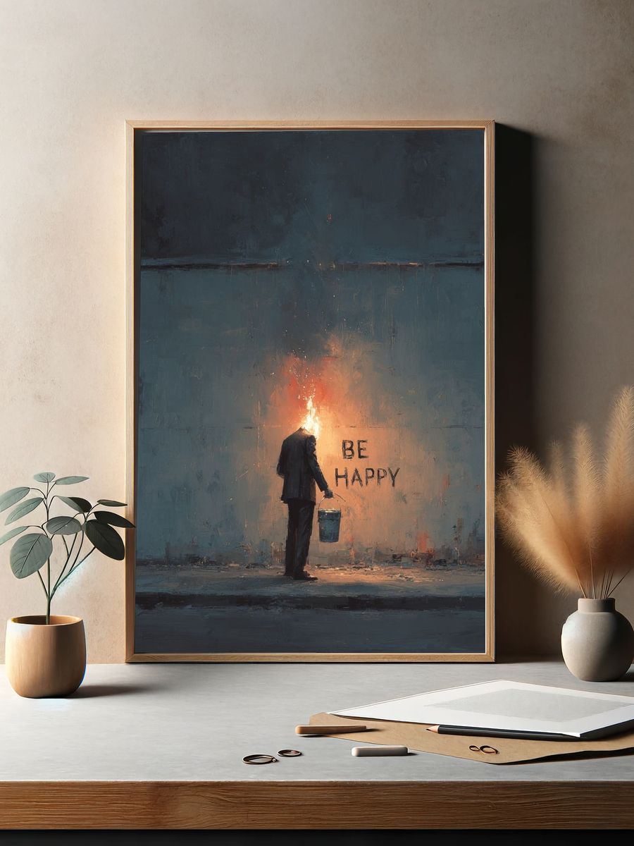 Be Happy — Surrealism Print. — room view 2