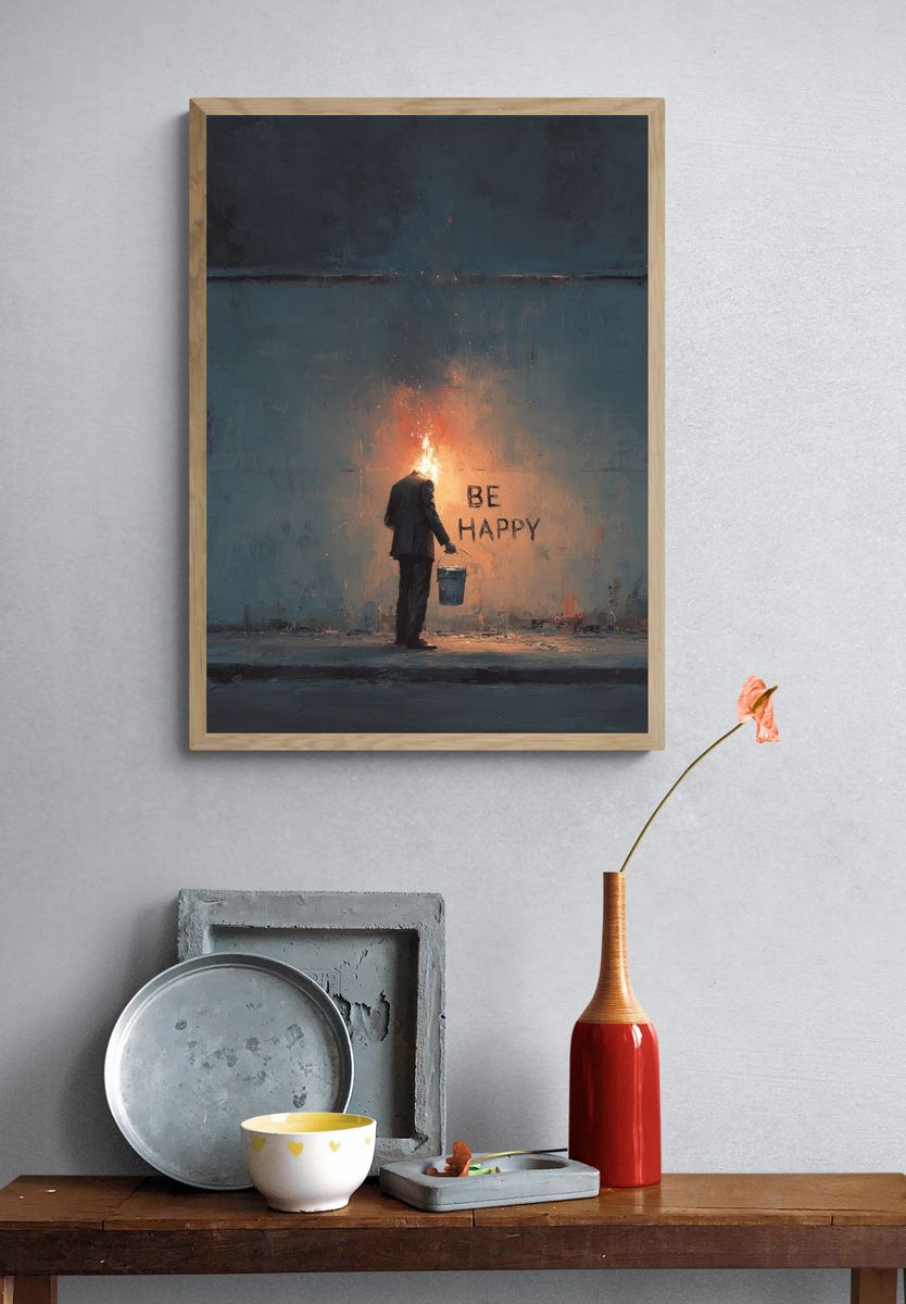 Be Happy — Surrealism Print. — room view 3