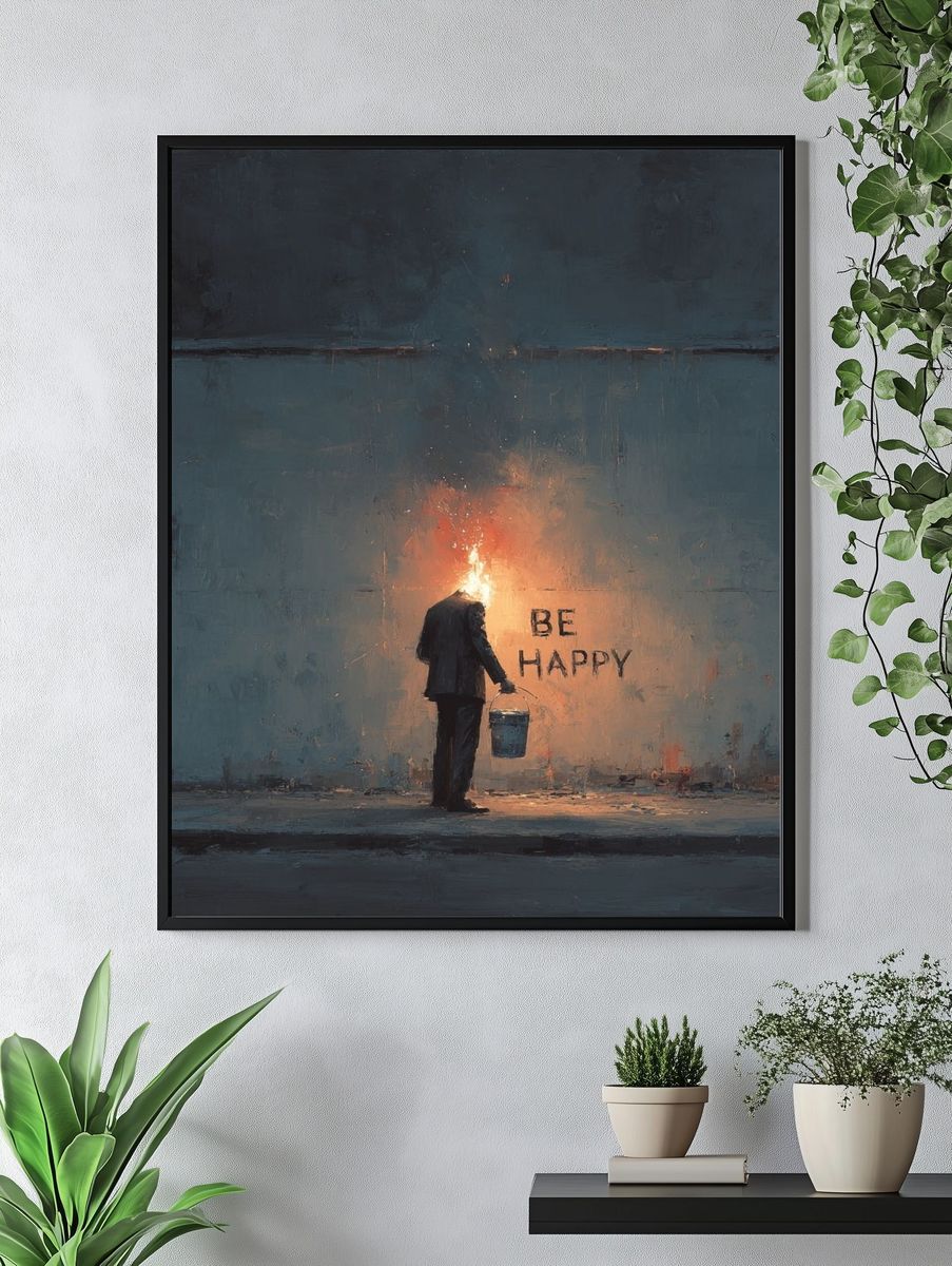Be Happy — Surrealism Print. — room view 4
