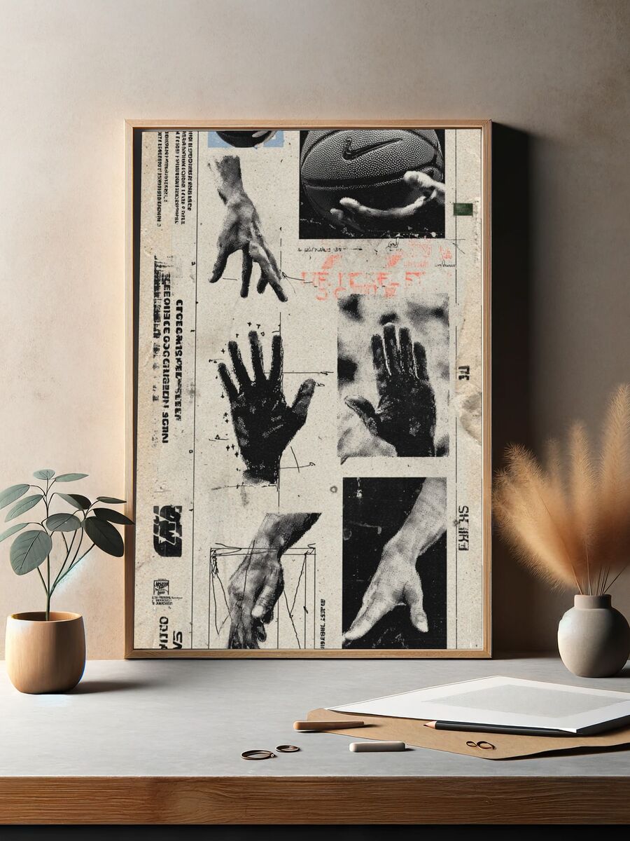 Basketball Hands — Vintage Print. — room view 2