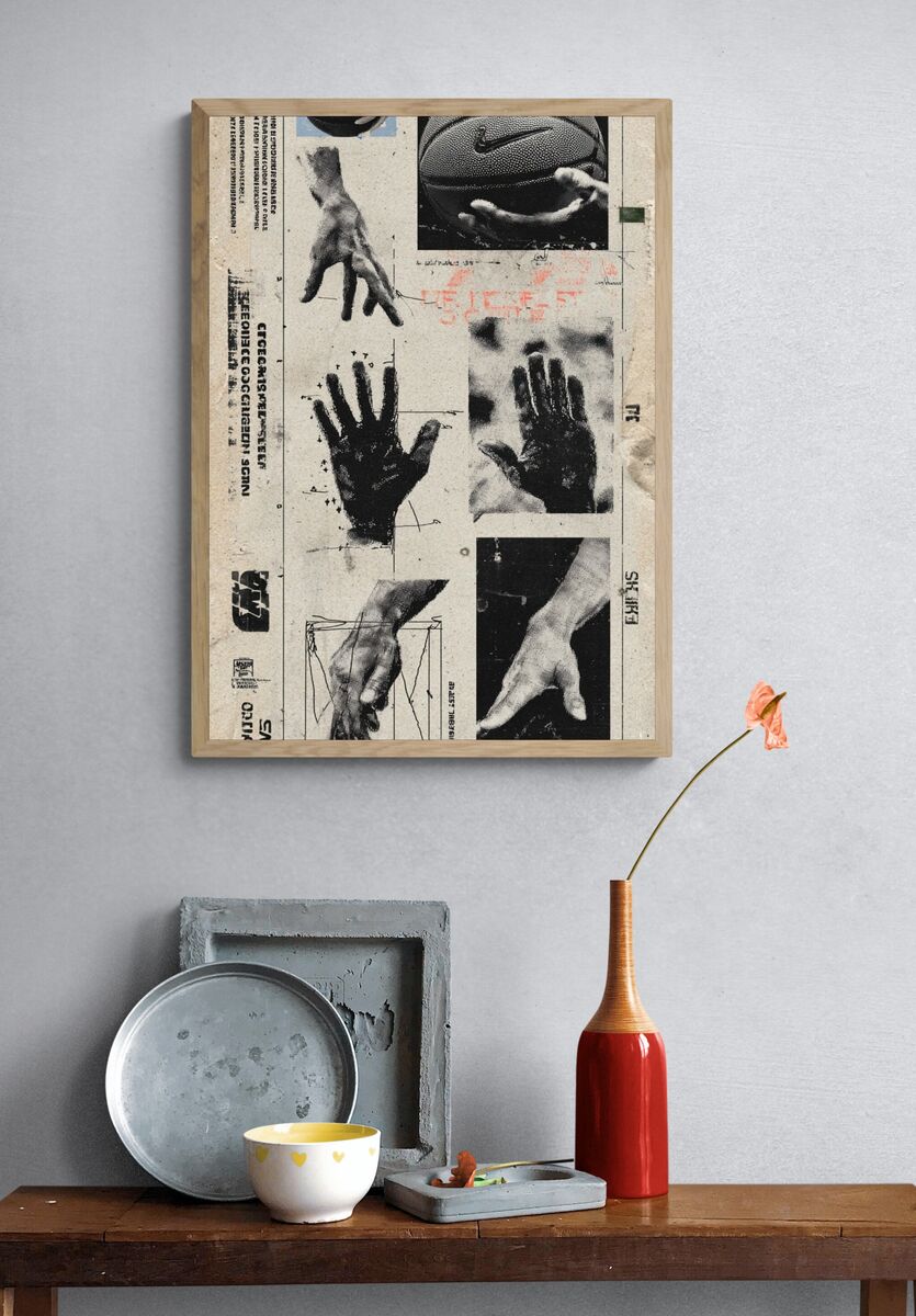 Basketball Hands — Vintage Print. — room view 3