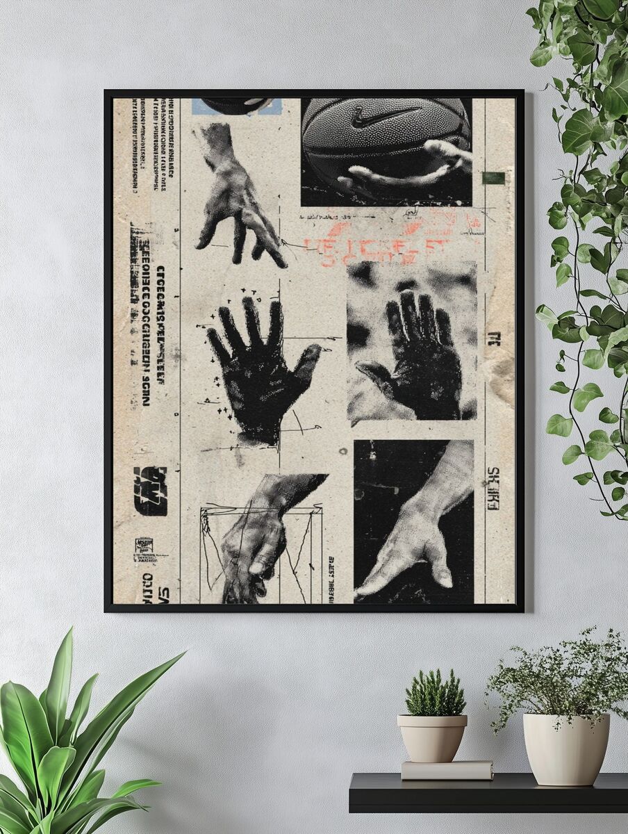 Basketball Hands — Vintage Print. — room view 4