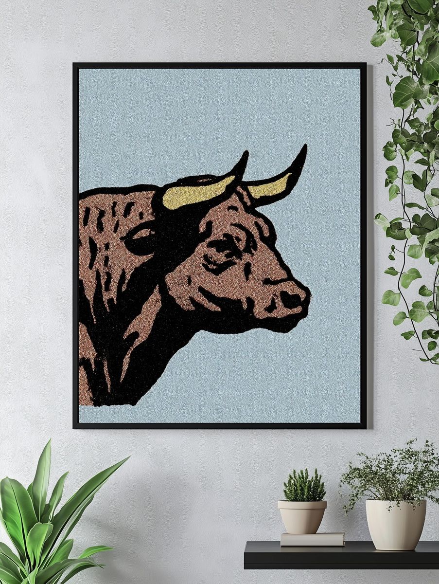 Bull Head — Vintage Print. — room view 4