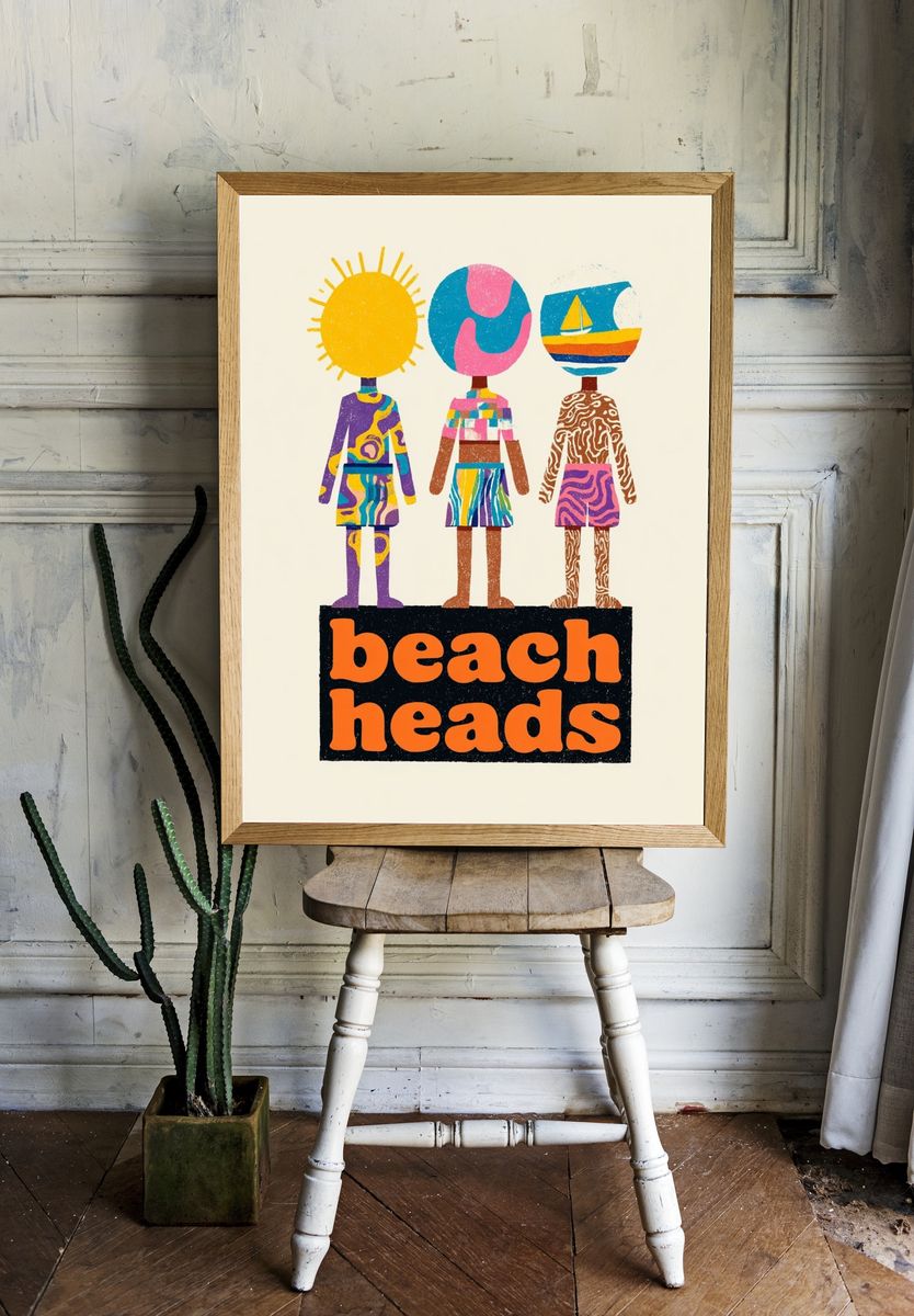 Beach Heads — Illustration Print. — room view 1
