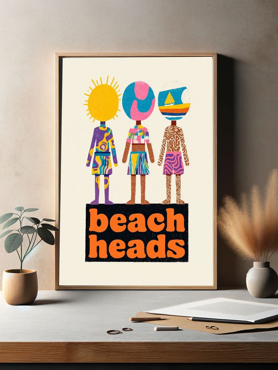 Beach Heads — Illustration Print. — room view 2
