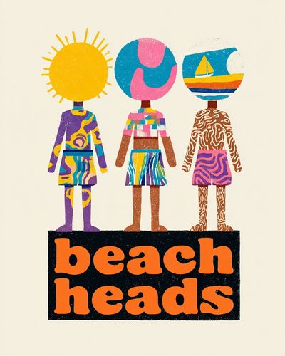 Beach Heads — Illustration Print. poster