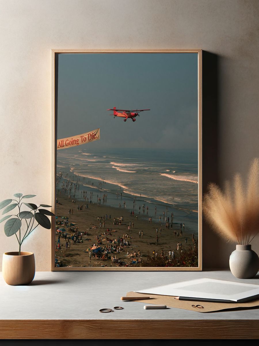 Beach Banner Helicopter Photography Poster. — room view 2