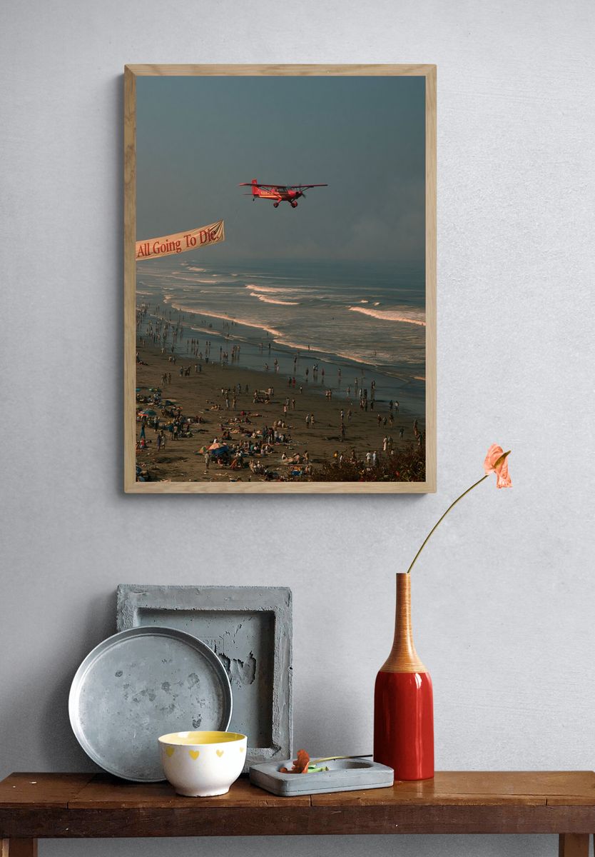 Beach Banner Helicopter Photography Poster. — room view 3