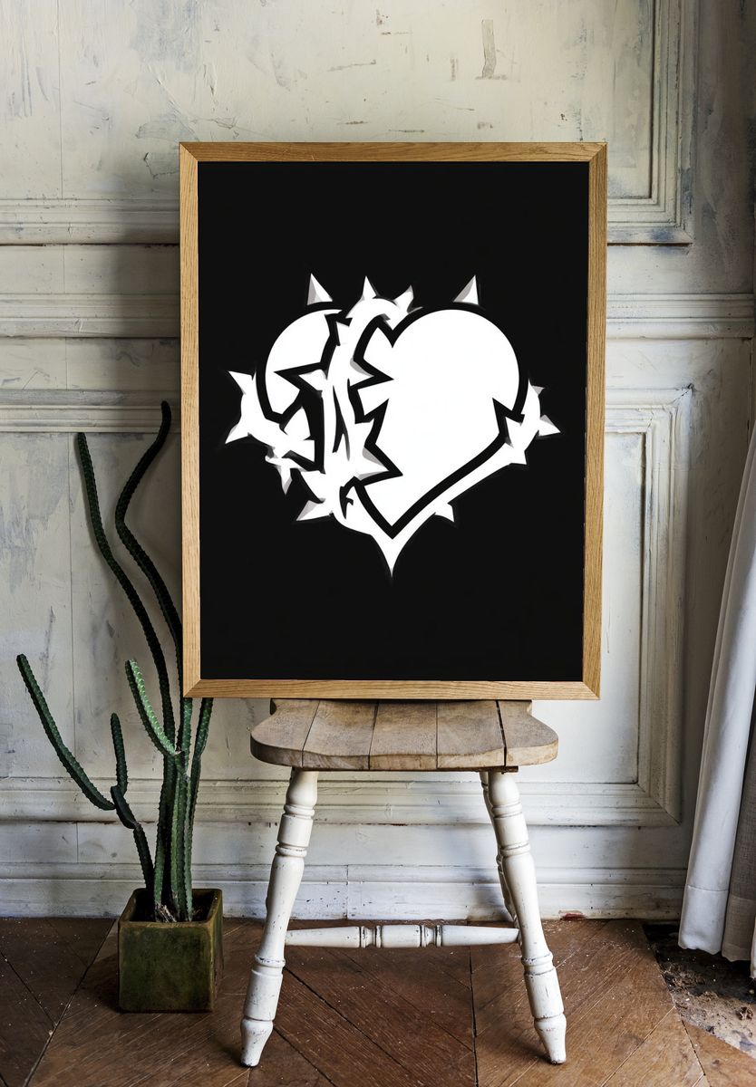 Broken Heart Typography Poster. room preview