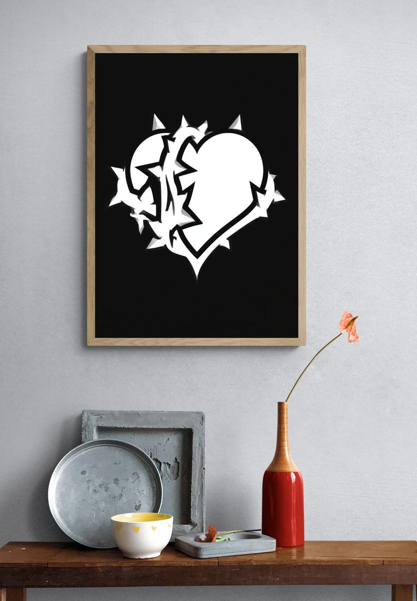 Broken Heart Typography Poster. — room view 3