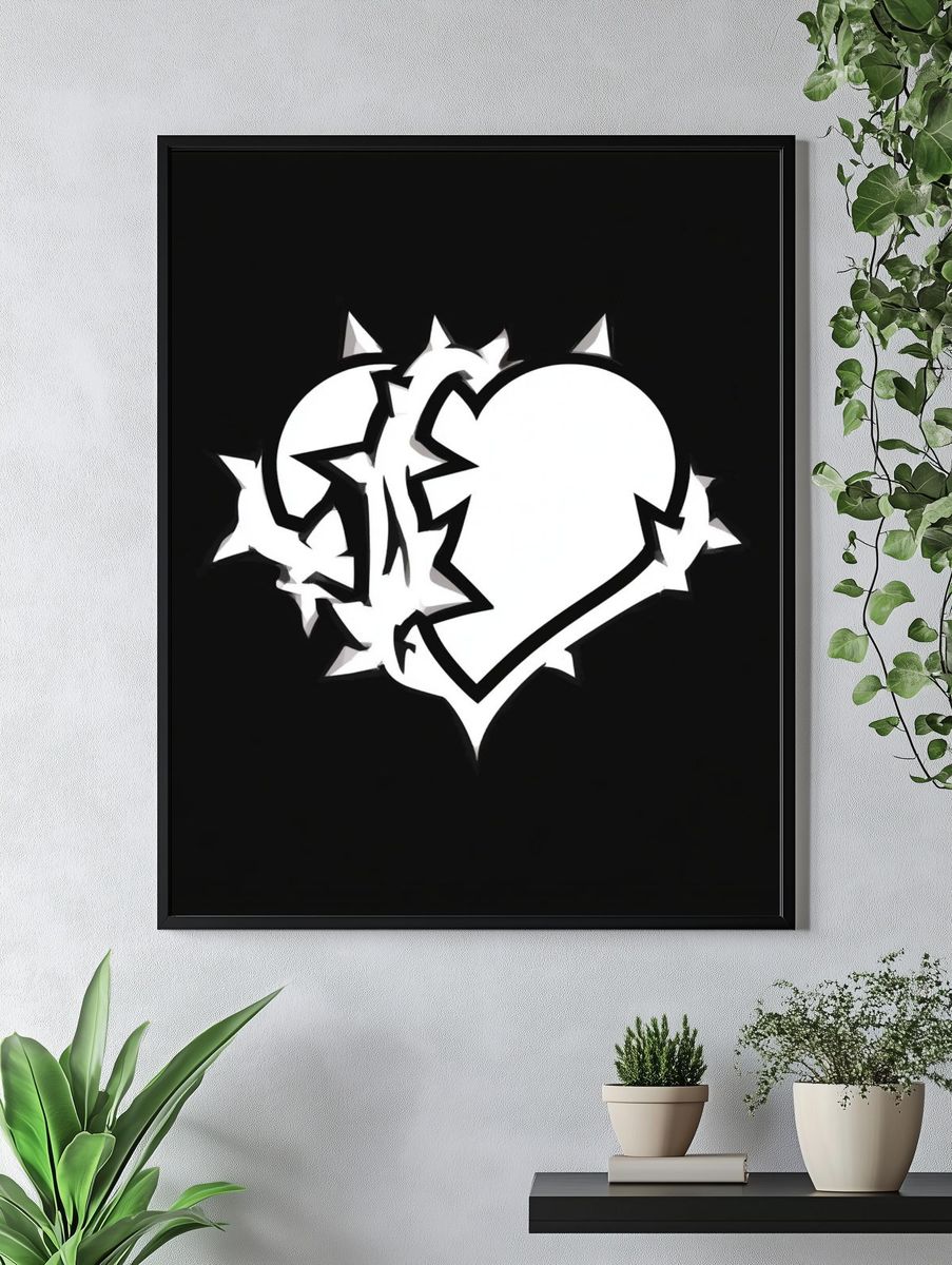 Broken Heart Typography Poster. — room view 4