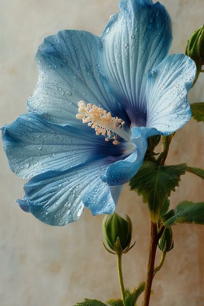Blue Hibiscus Botanical Print.