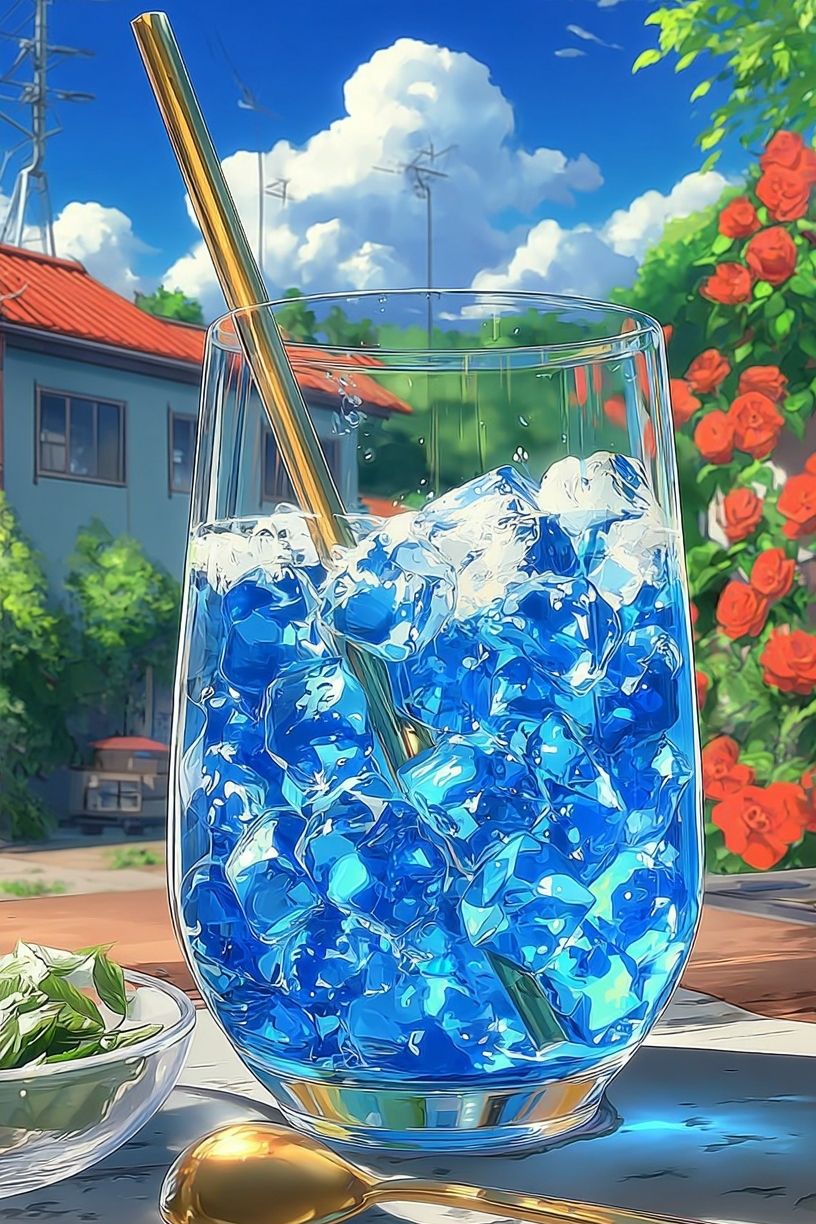 Refreshing Blue Drink — Illustration Print. poster — illustration art