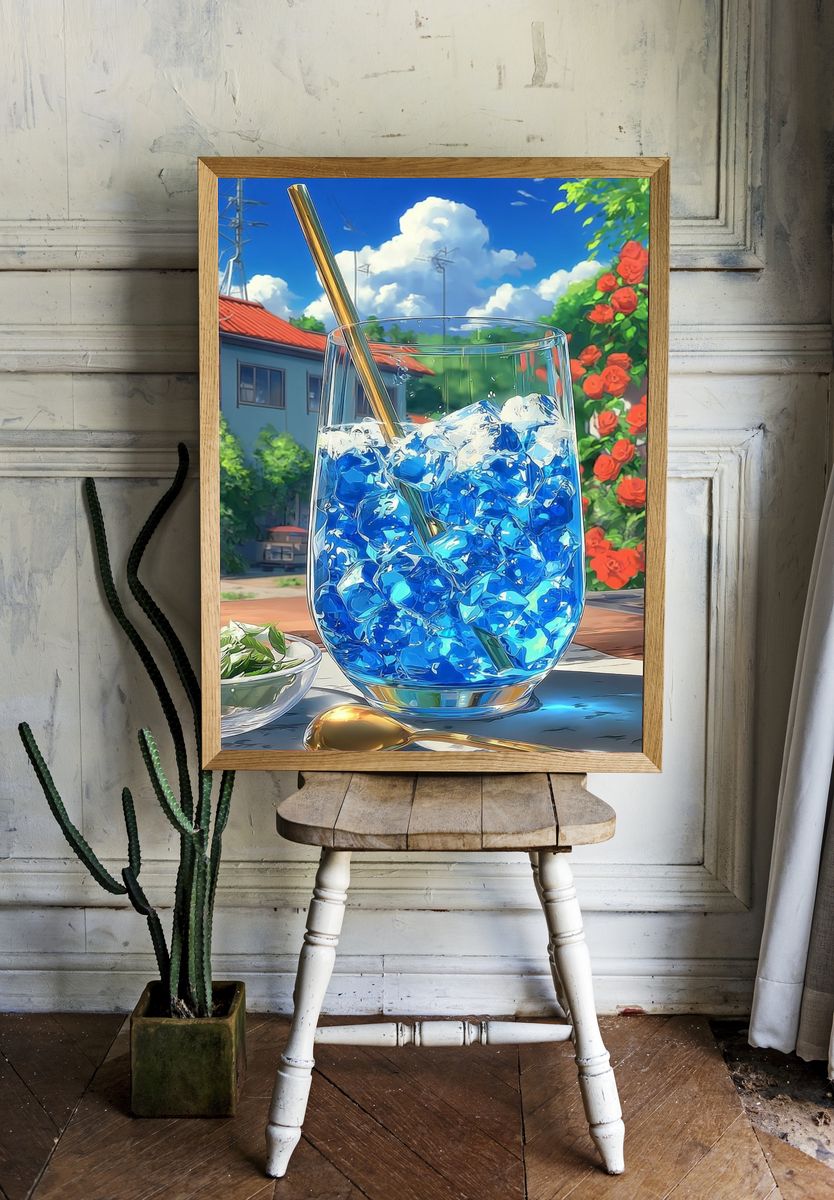 Refreshing Blue Drink — Illustration Print. — room view 1