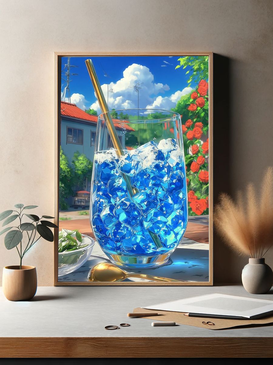 Refreshing Blue Drink — Illustration Print. — room view 2