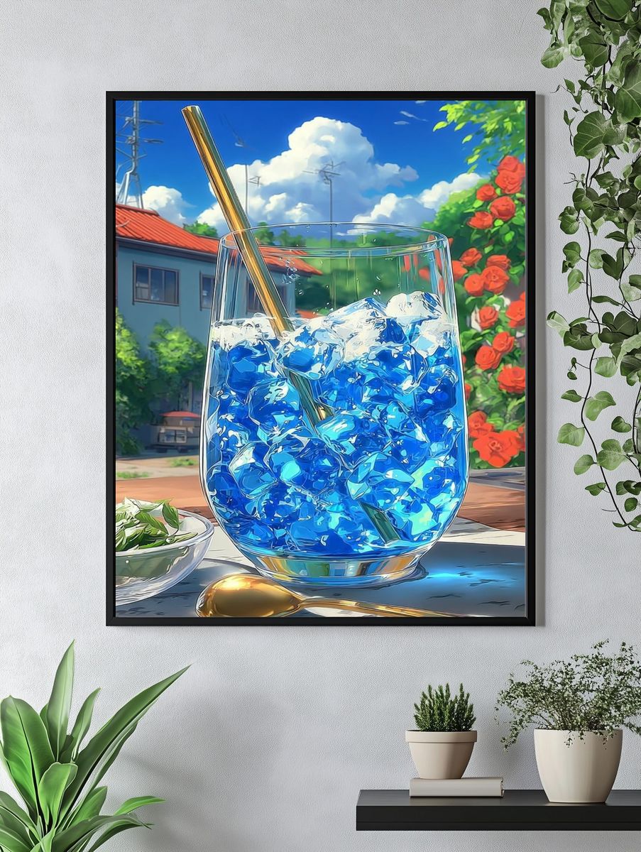 Refreshing Blue Drink — Illustration Print. — room view 4