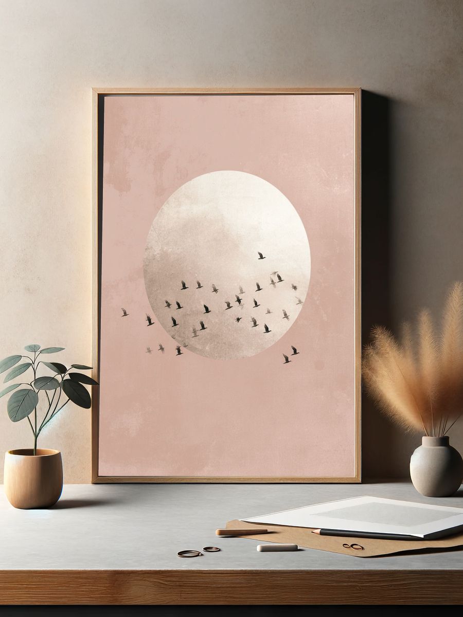 Birds in Flight — Minimalist Print. — room view 2