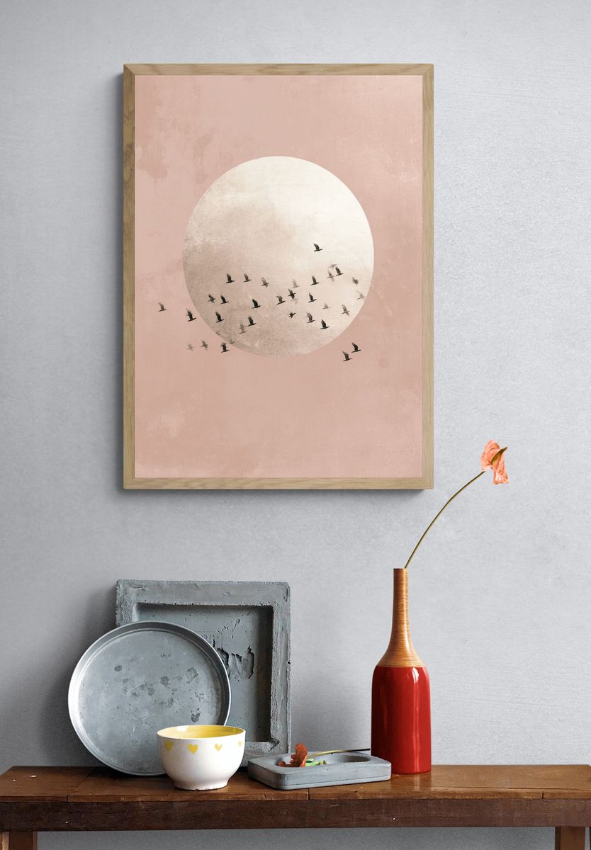 Birds in Flight — Minimalist Print. — room view 3
