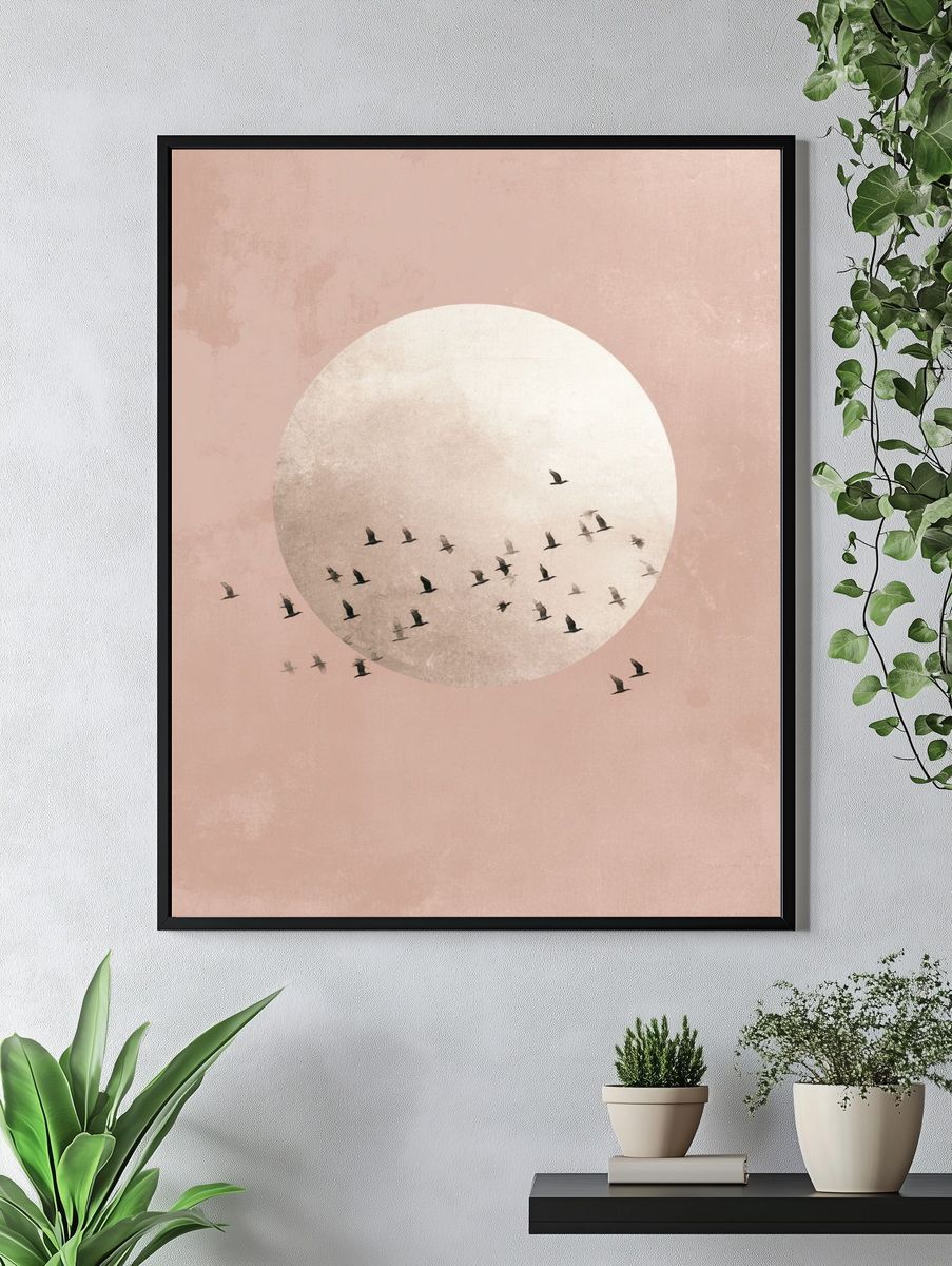 Birds in Flight — Minimalist Print. — room view 4
