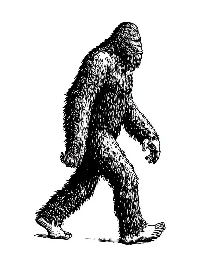 Walking Bigfoot Illustration Poster. poster — illustration art