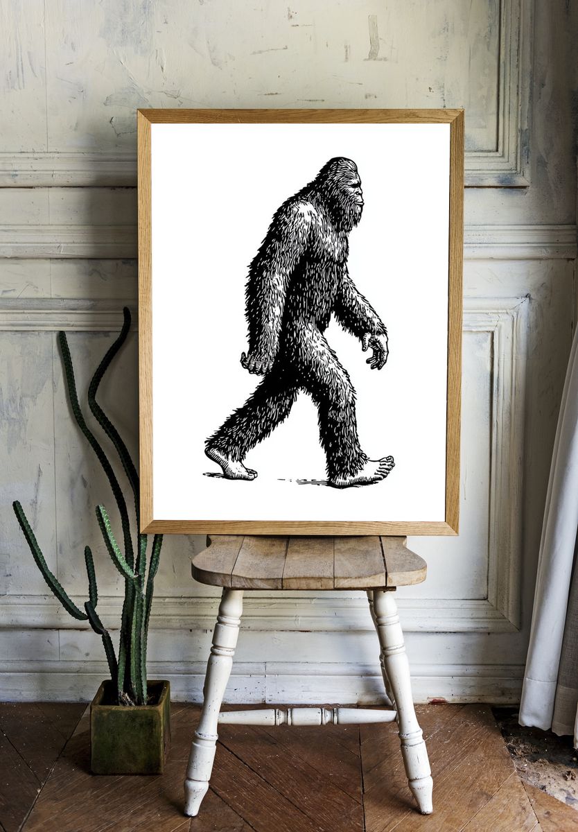 Walking Bigfoot Illustration Poster. — room view 1