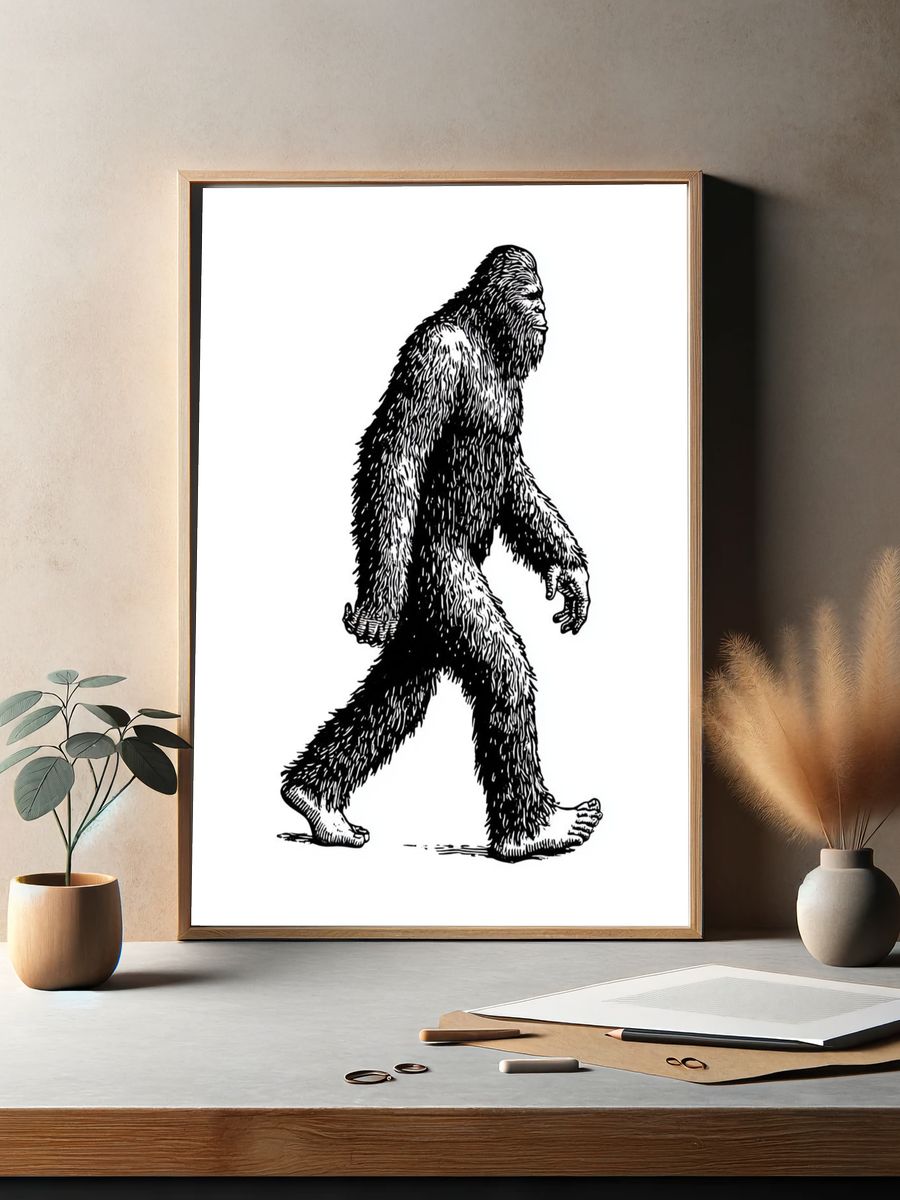Walking Bigfoot Illustration Poster. — room view 2