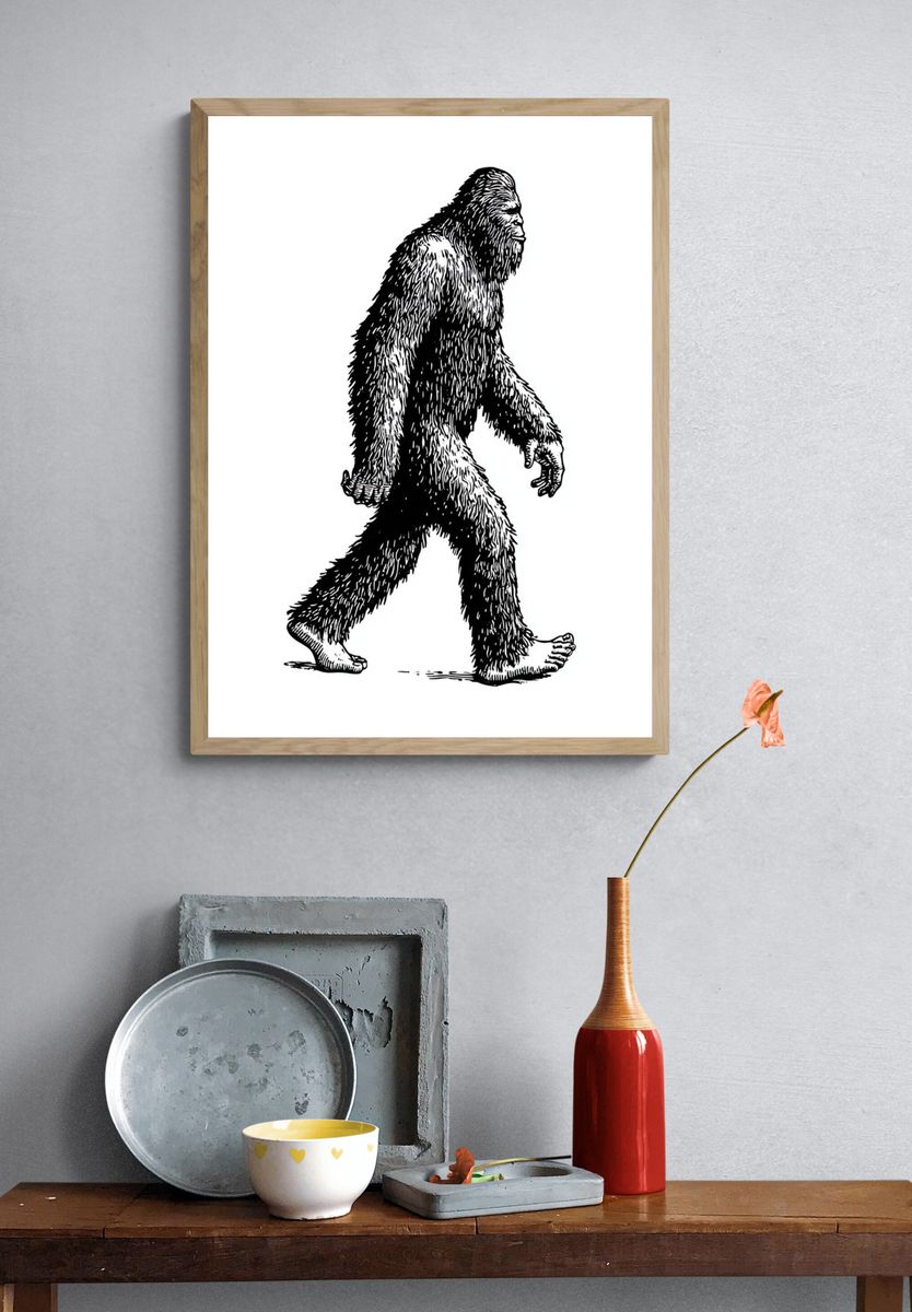 Walking Bigfoot Illustration Poster. — room view 3