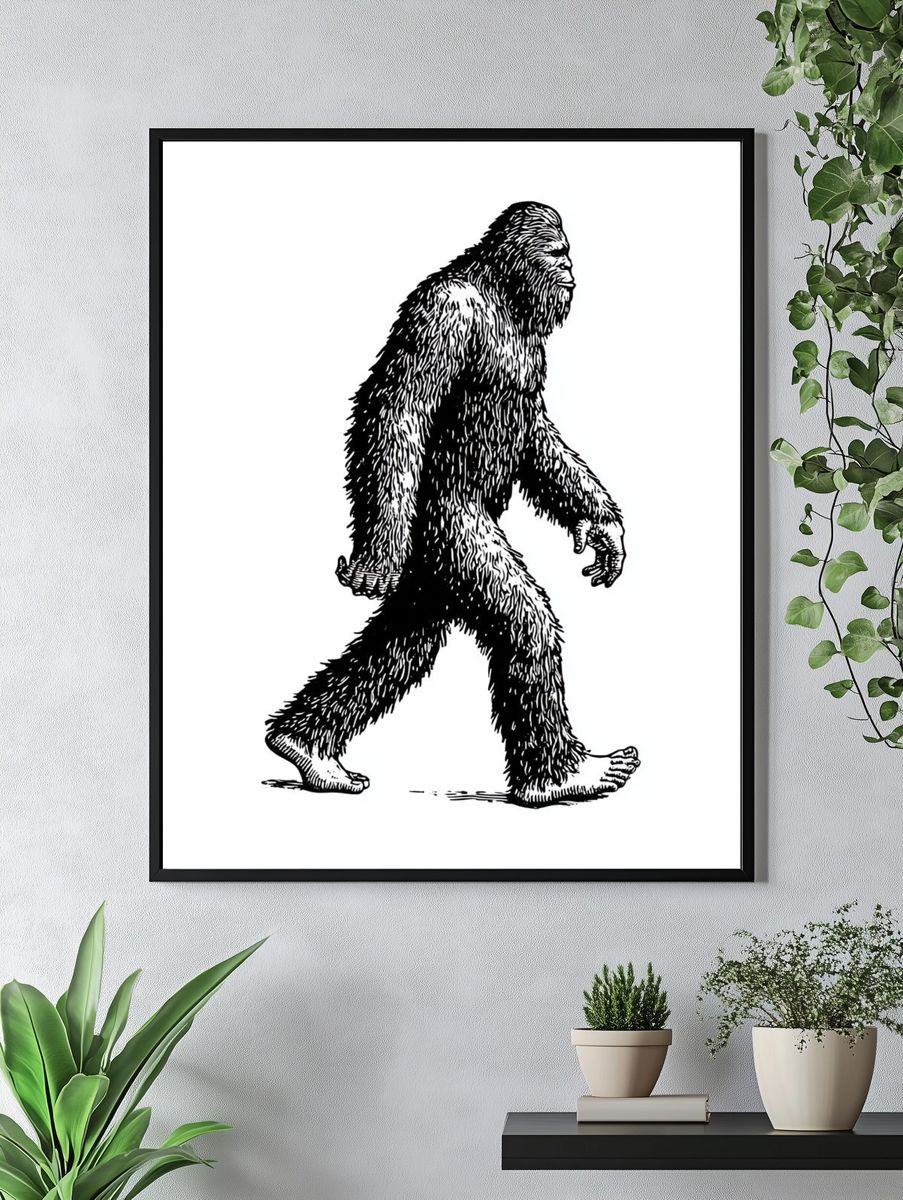 Walking Bigfoot Illustration Poster. — room view 4