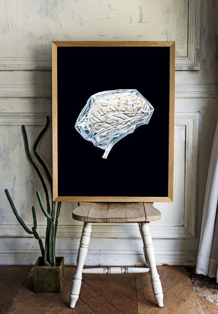 Brain in Plastic Wrap — Fine Art Print. — room view 1