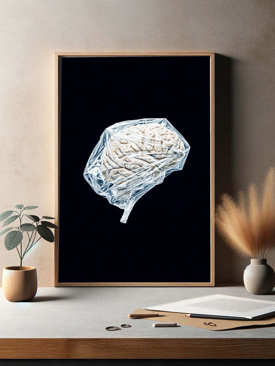 Brain in Plastic Wrap — Fine Art Print. — room view 2