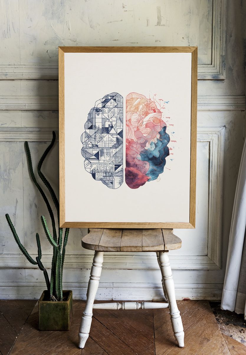 Brain Duality — Illustration Print. — room view 1