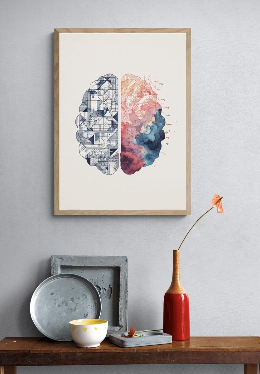 Brain Duality — Illustration Print. — room view 3