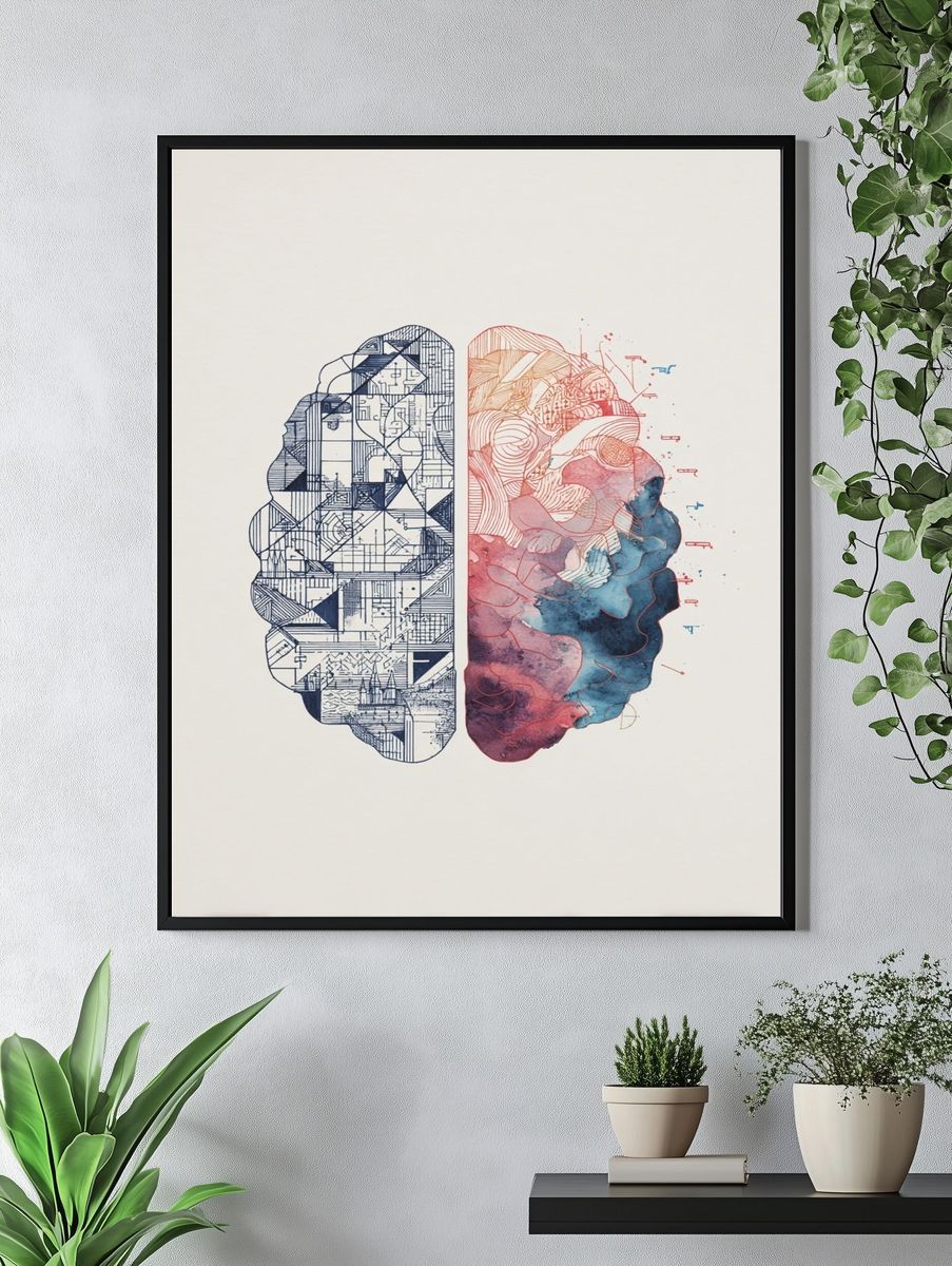 Brain Duality — Illustration Print. — room view 4