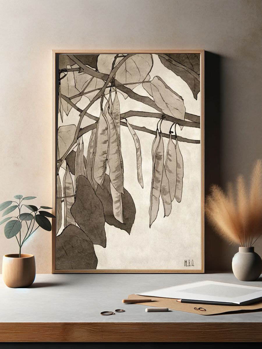 Botanical Illustration of Pea Pods — Fine Art Print. — room view 2
