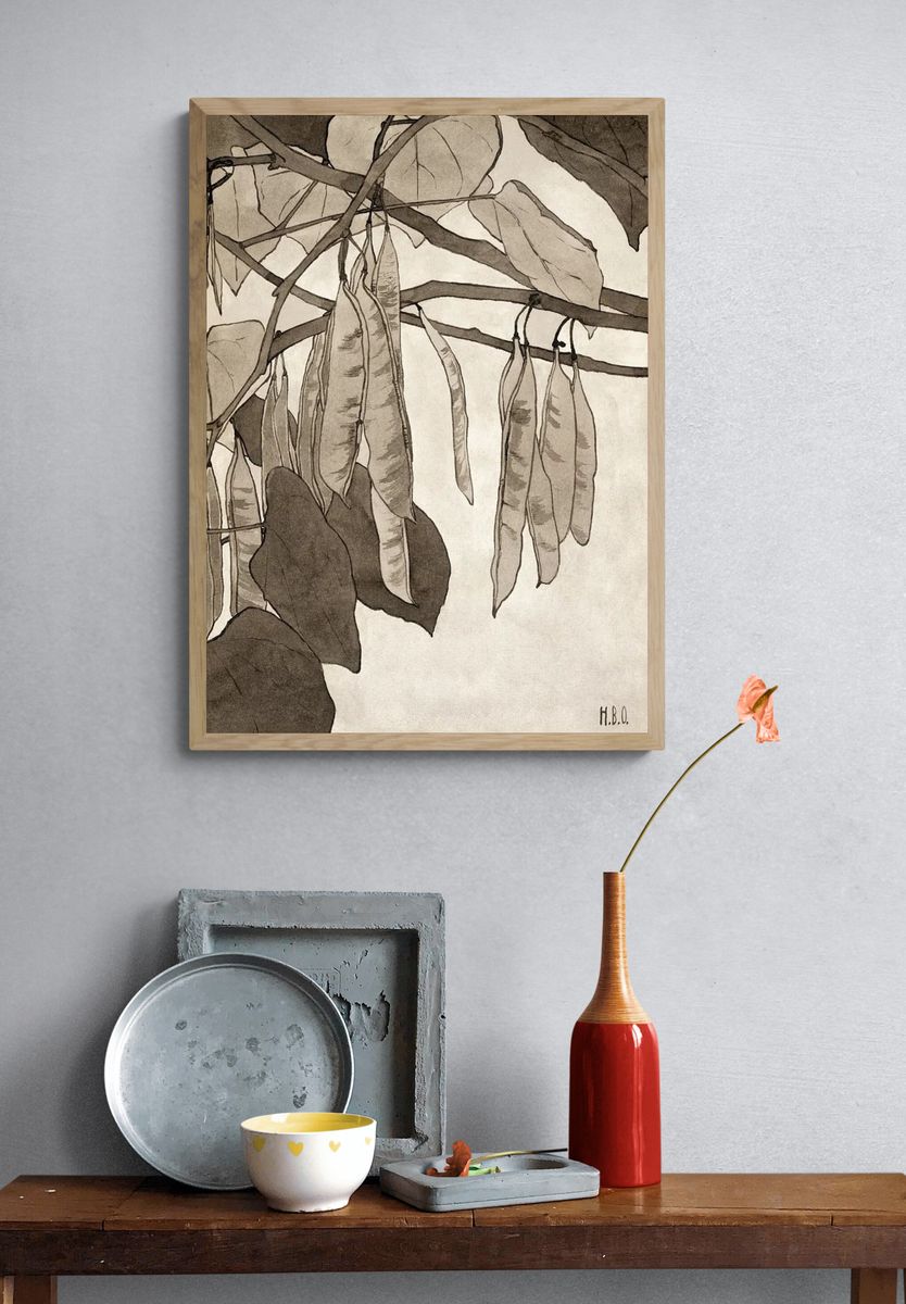 Botanical Illustration of Pea Pods — Fine Art Print. — room view 3