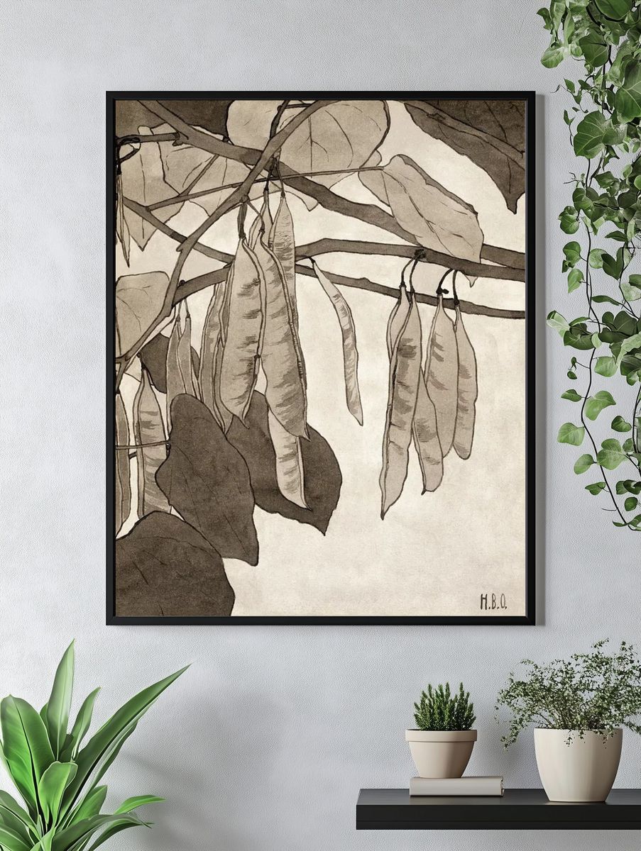 Botanical Illustration of Pea Pods — Fine Art Print. — room view 4