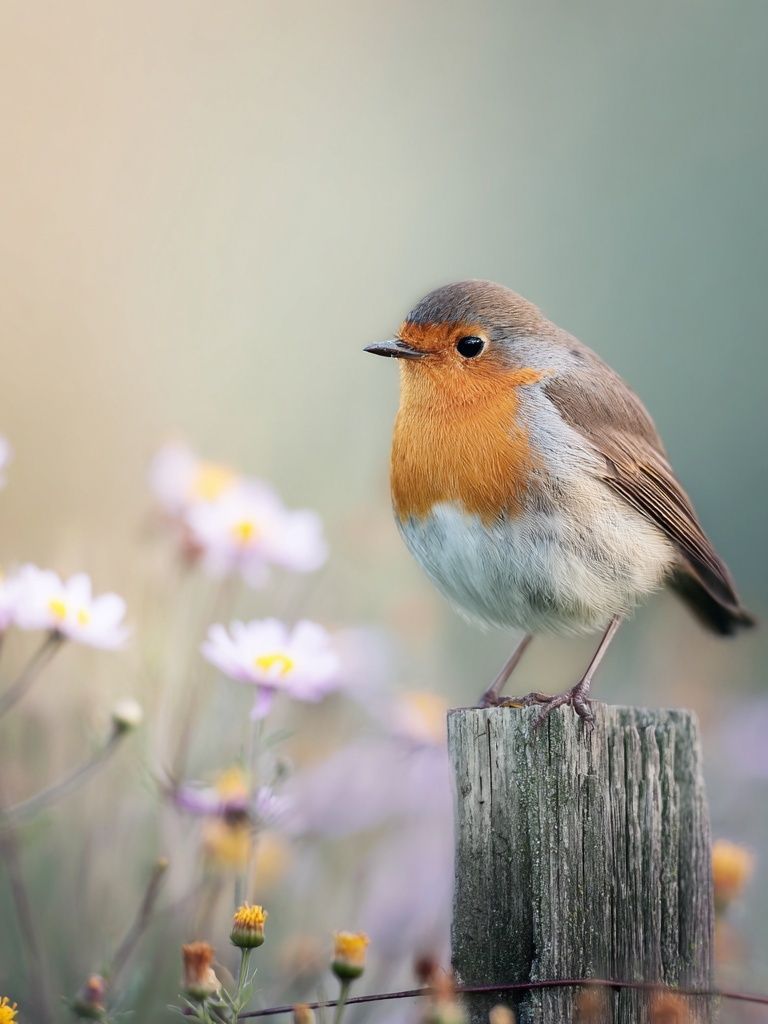 Robin Bird in Bloom — Photography Print. poster detail
