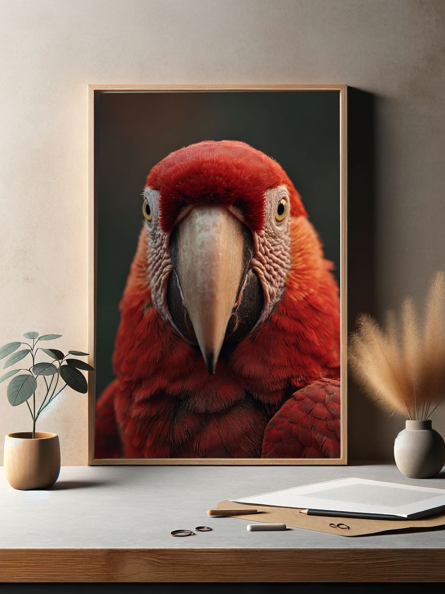 Scarlet Macaw Close-Up Poster. — room view 2
