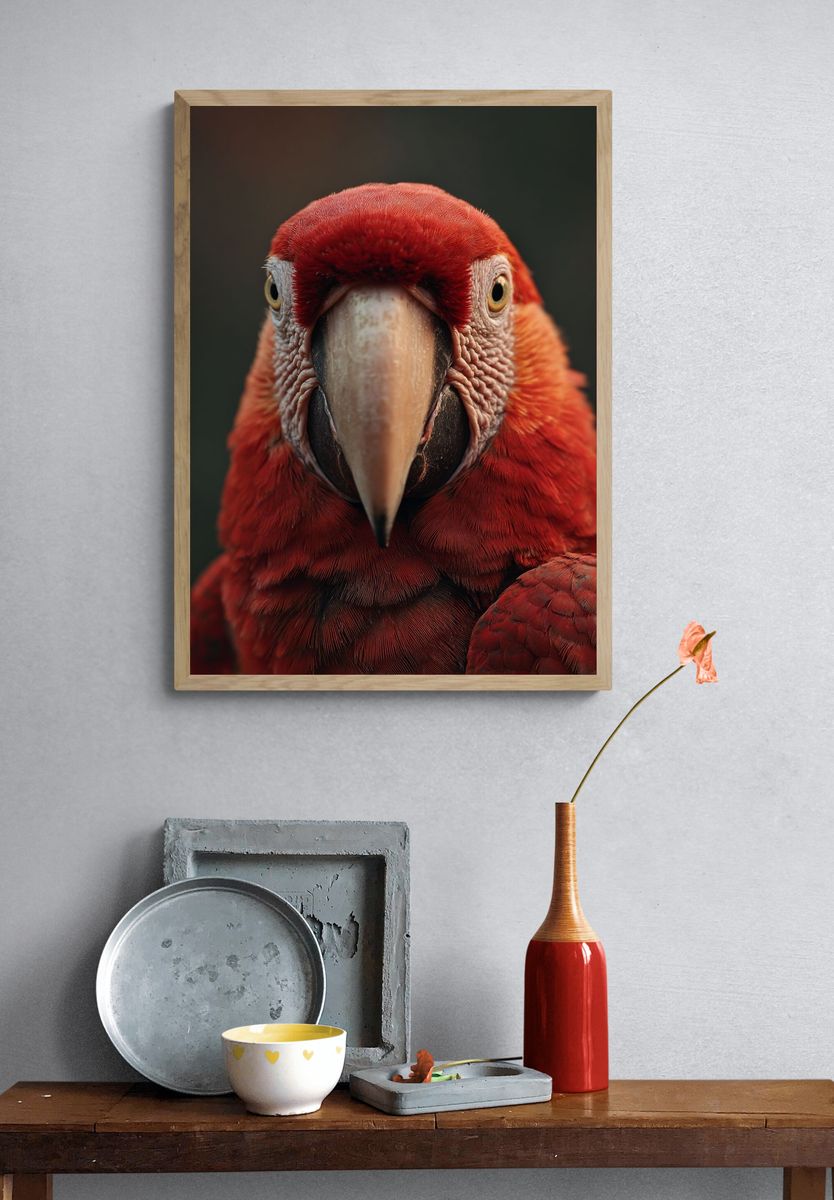 Scarlet Macaw Close-Up Poster. — room view 3