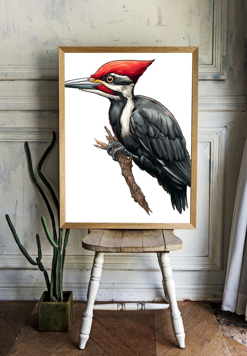 Pileated Woodpecker — Illustration Print. — room view 1