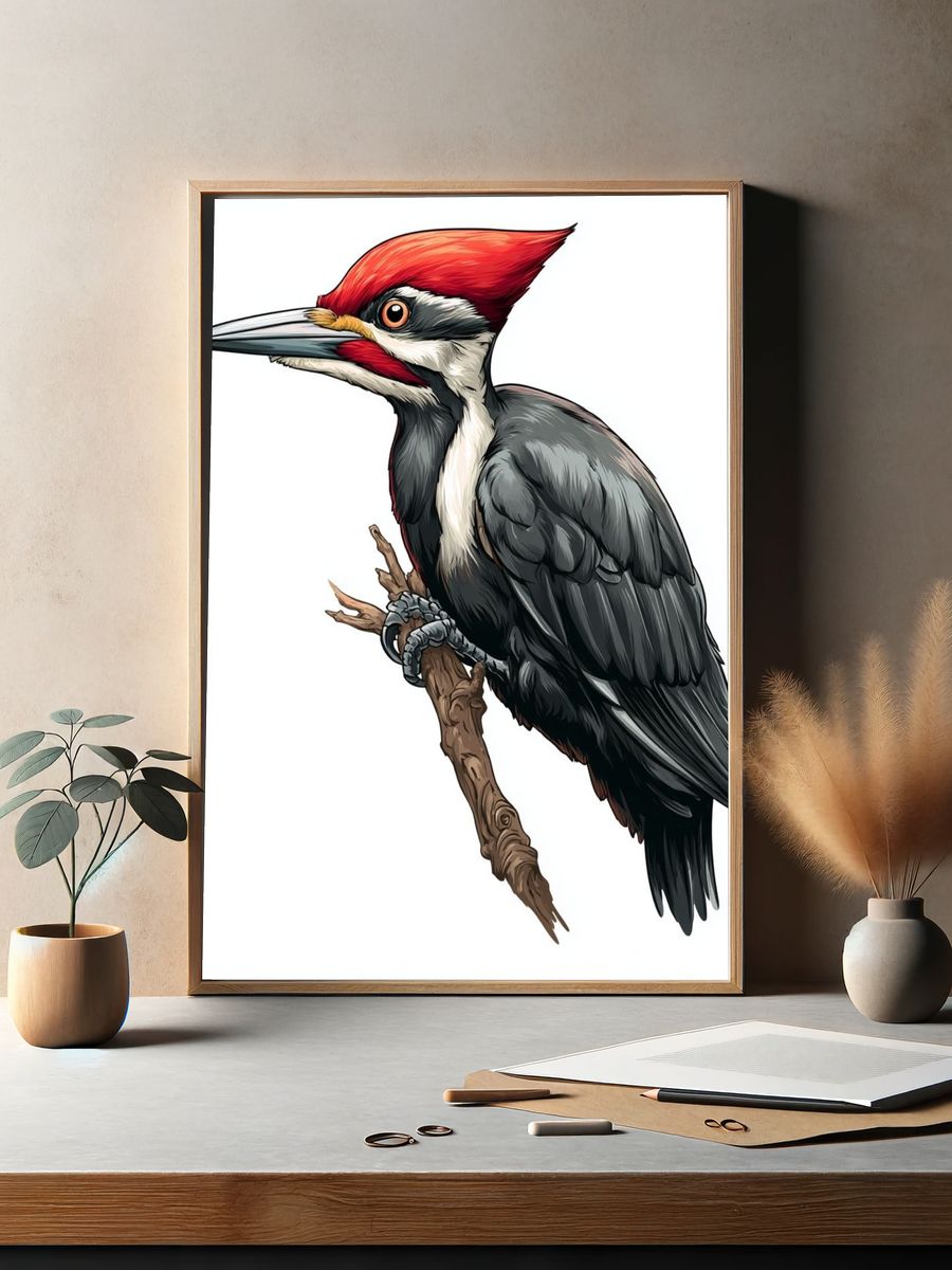 Pileated Woodpecker — Illustration Print. — room view 2