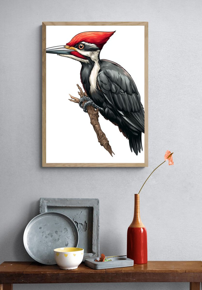 Pileated Woodpecker — Illustration Print. — room view 3