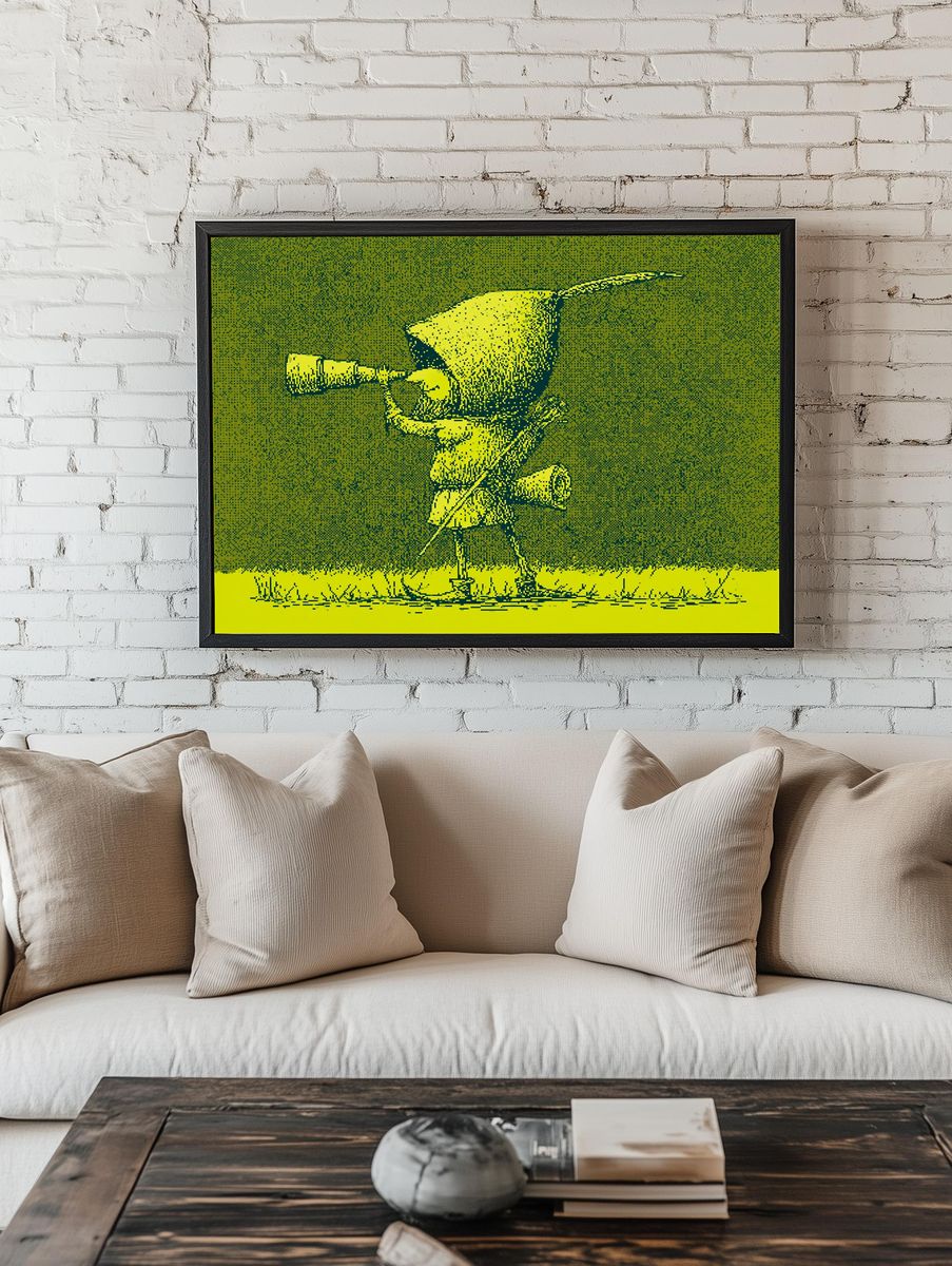 Bird with Telescope Pop-Art Poster. room preview