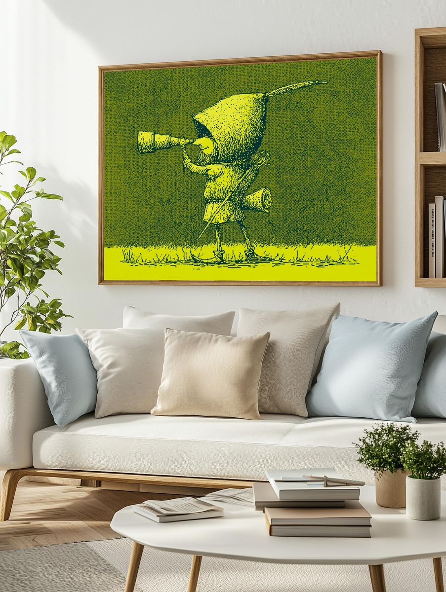 Bird with Telescope Pop-Art Poster. — room view 2