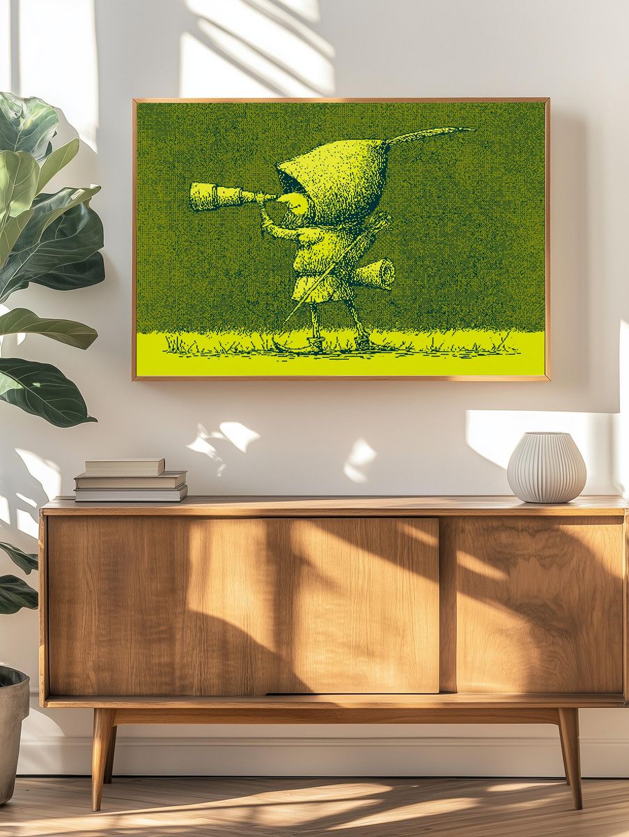 Bird with Telescope Pop-Art Poster. — room view 3