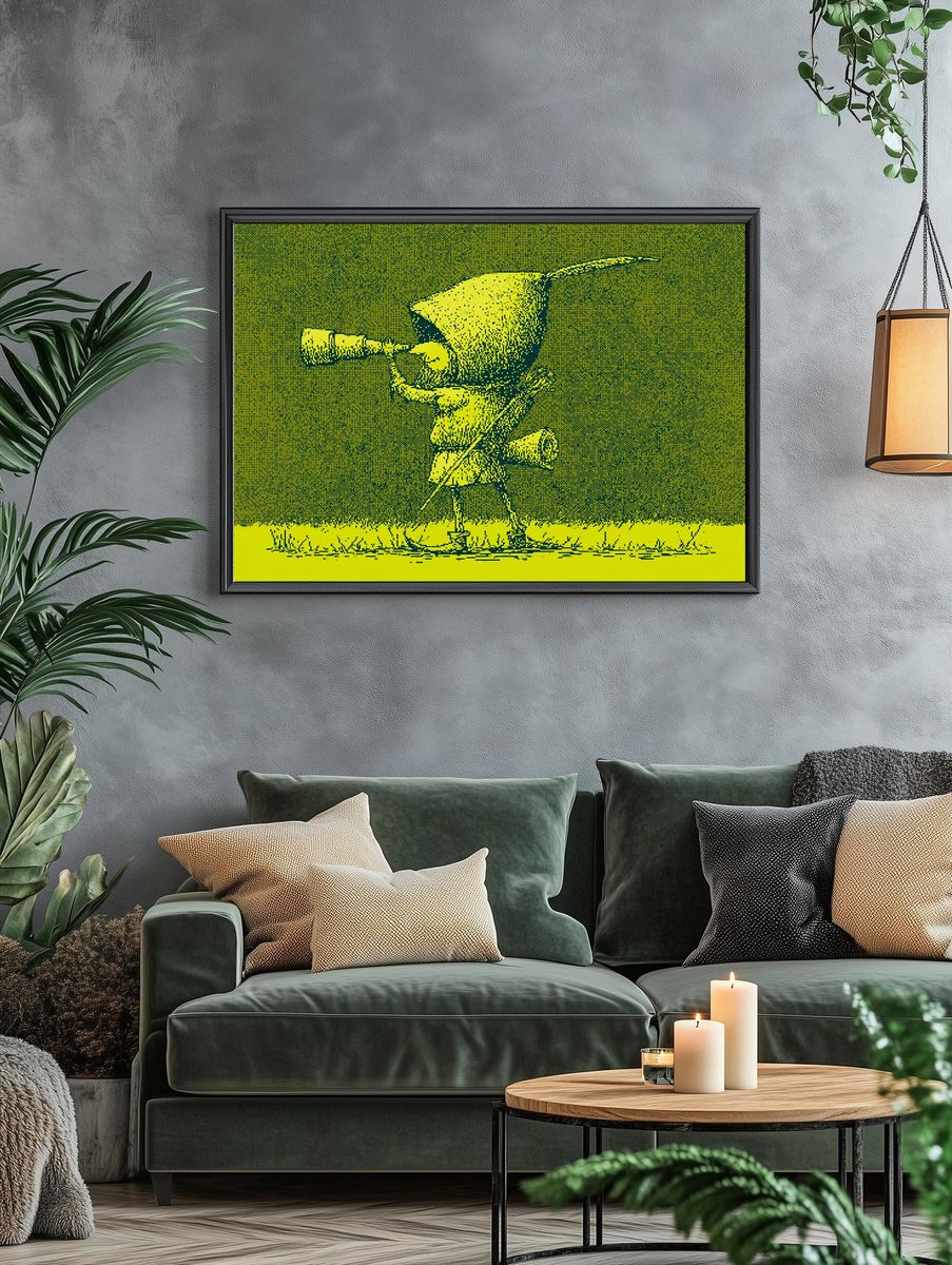 Bird with Telescope Pop-Art Poster. — room view 4