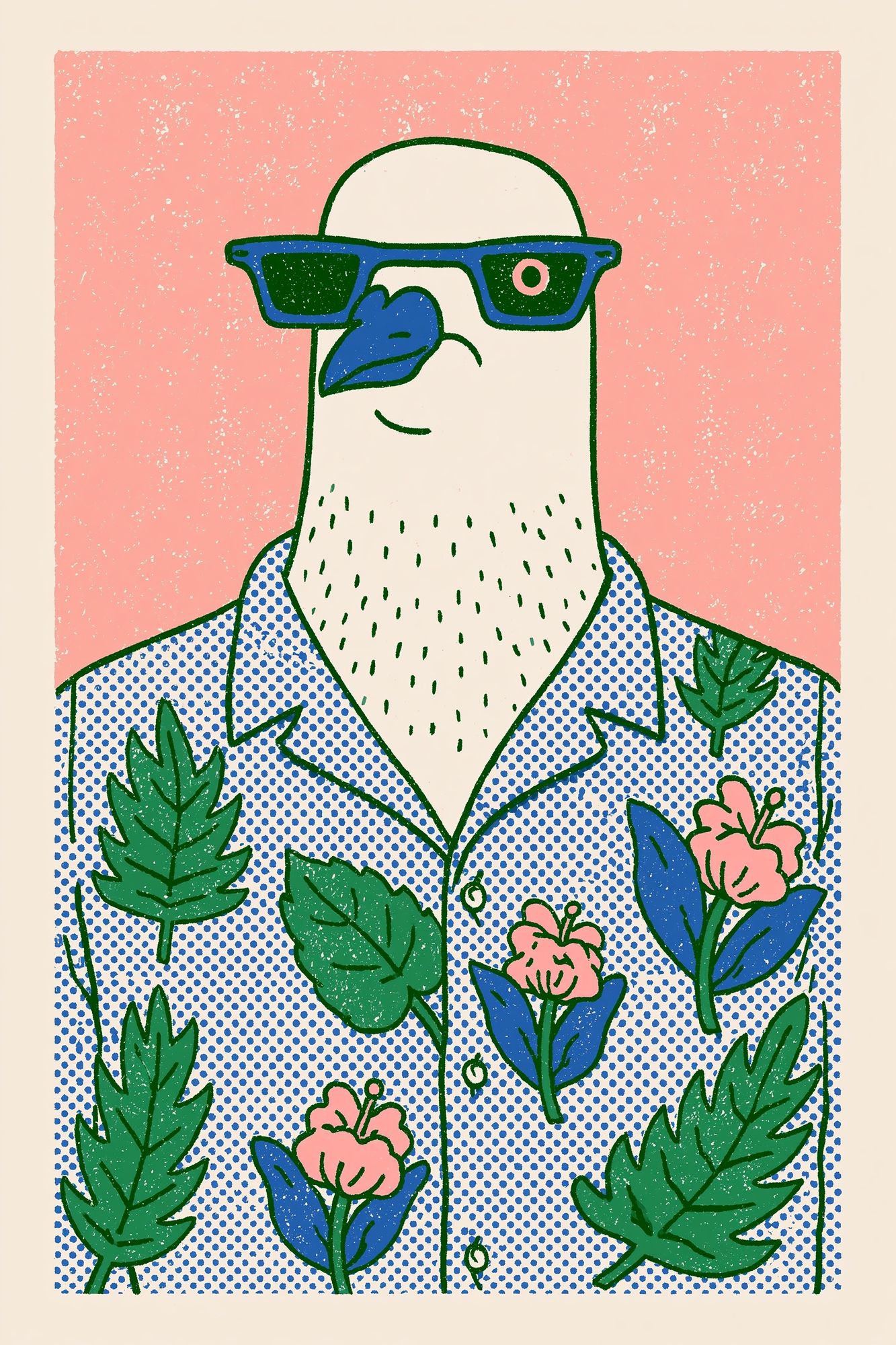 Cool Bird Floral Illustration Poster. poster detail