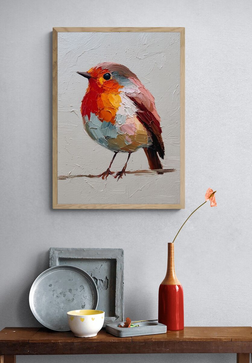 Colorful Bird — Fine Art Print. — room view 3
