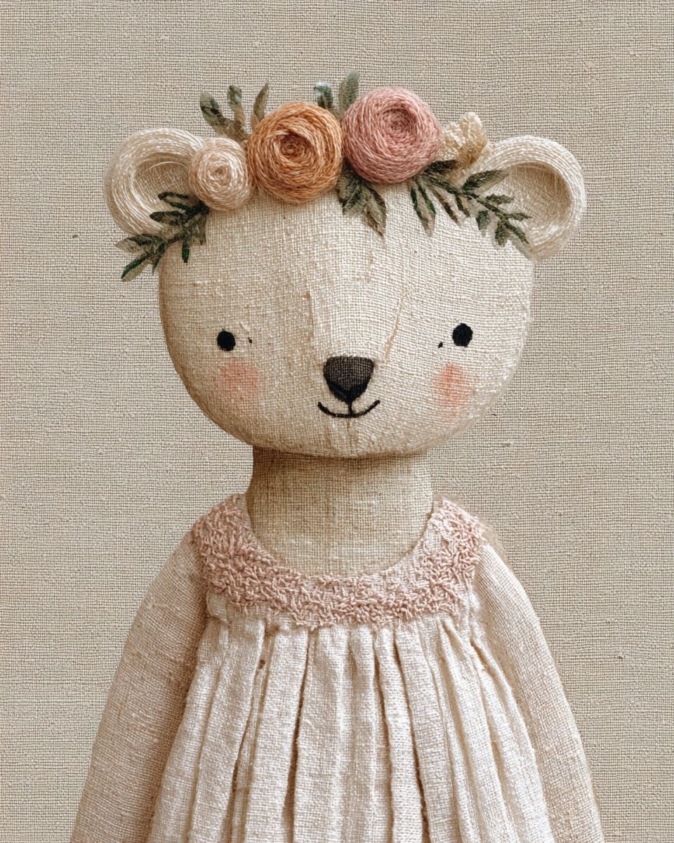 Floral Bear Illustration Poster. poster — illustration art