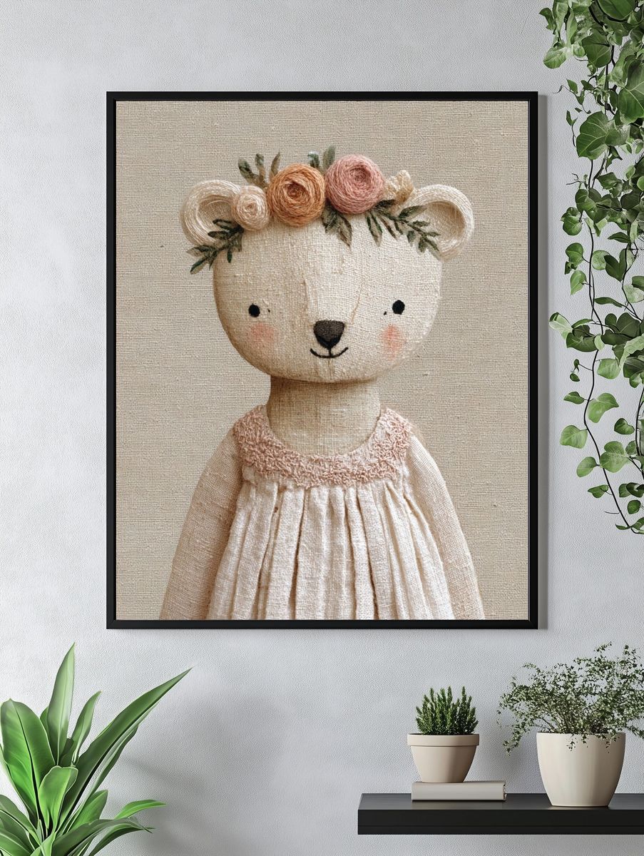 Floral Bear Illustration Poster. — room view 4